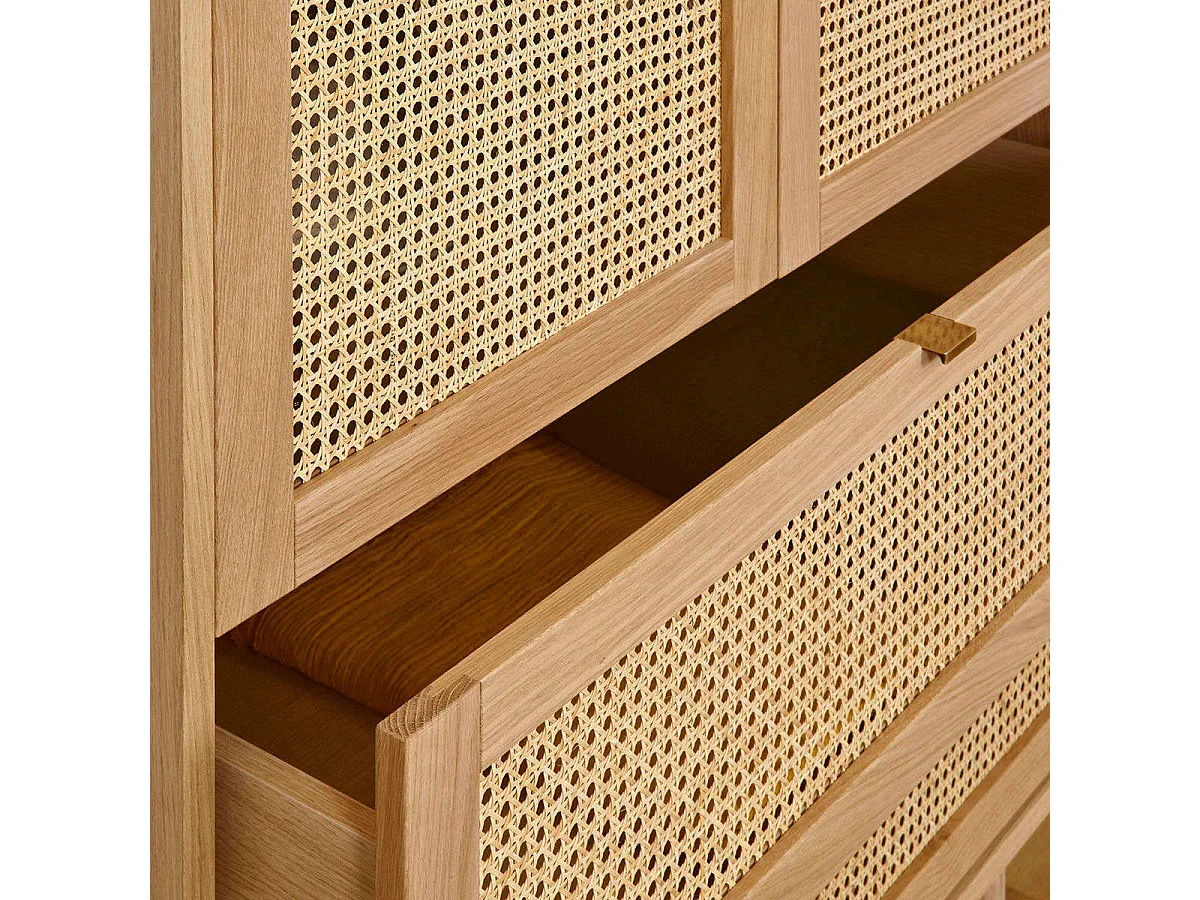 Armoire 2 portes et 2 tiroirs 194 cm bois massif bois naturel STELLA