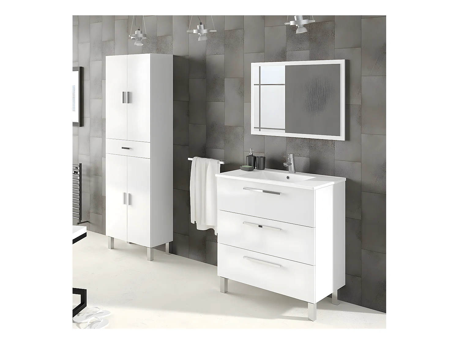 Columna Aruba para baño - 4 puertas + 1 cajón