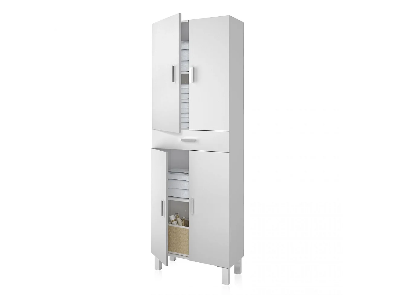 Säule 4 Türen und 1 Schublade glänzend weiß L60 cm
