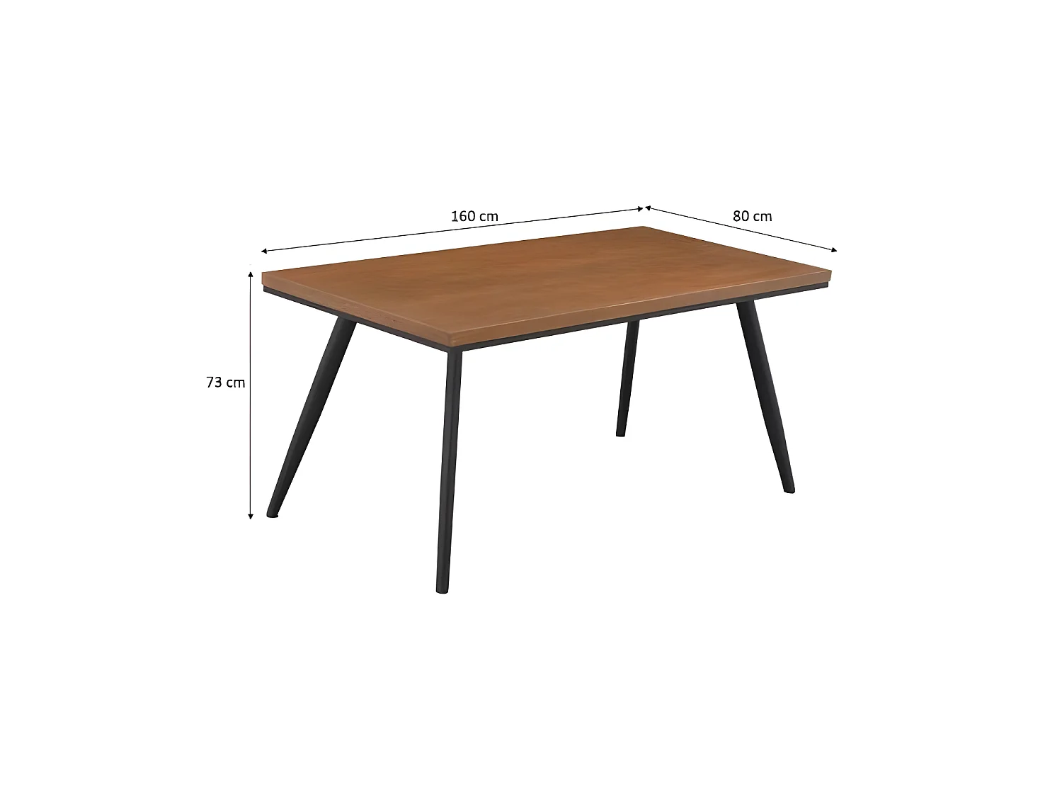 Table a manger de jardin - Acier + Bois - 160 x 80 x 74 cm