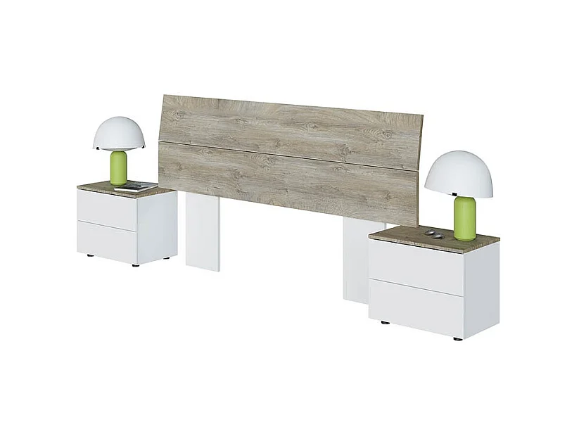 Bett-Kopfteil Und 2 Nachttische Set Merlin