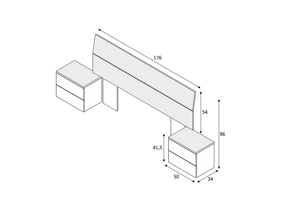 Bett-Kopfteil Und 2 Nachttische Set Merlin