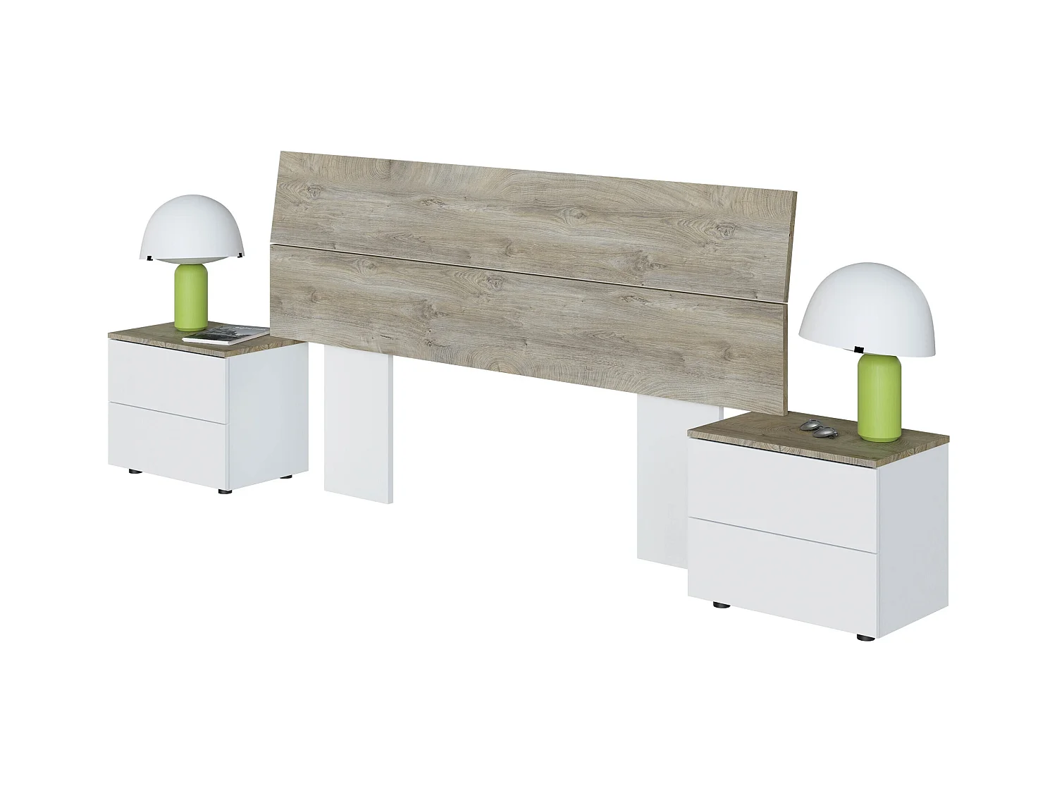 Bett-Kopfteil Und 2 Nachttische Set Merlin