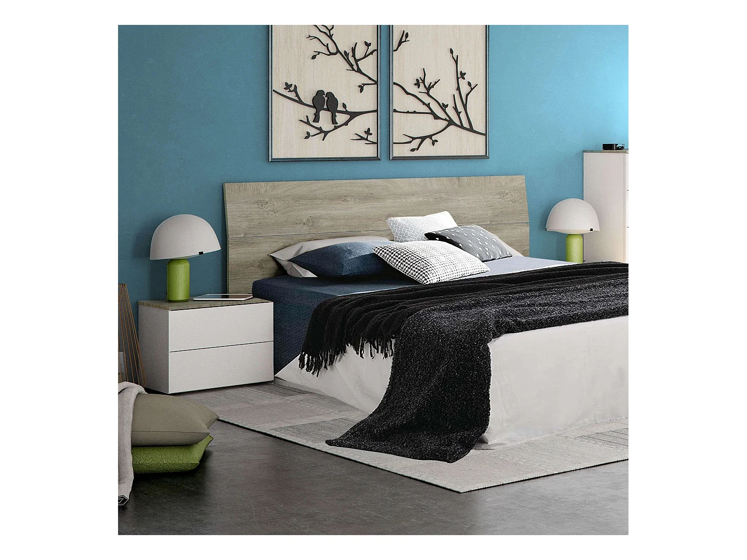 Bett-Kopfteil Und 2 Nachttische Set Merlin