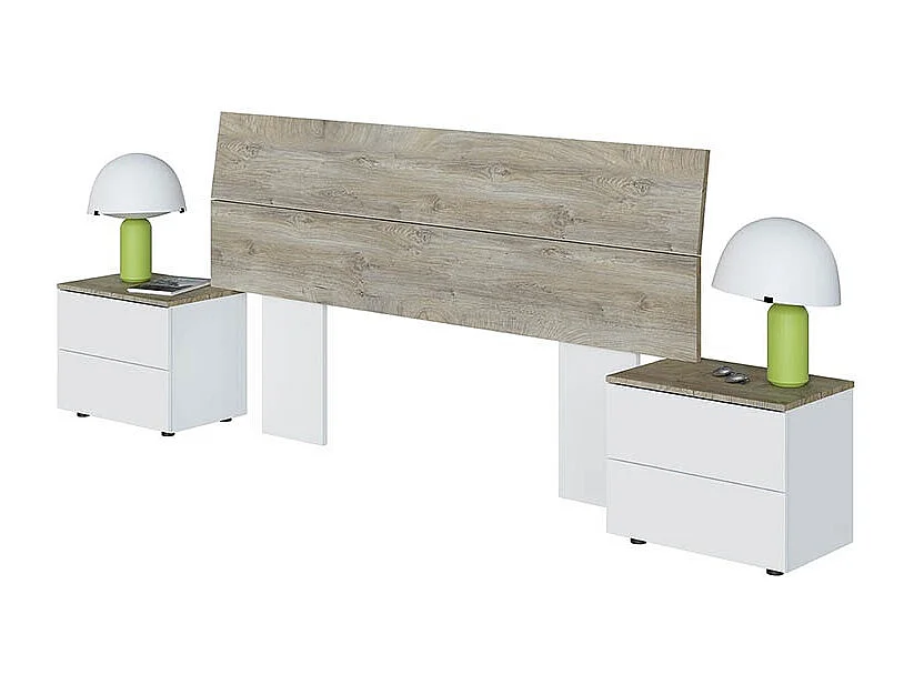 Bett-Kopfteil Und 2 Nachttische Set Merlin