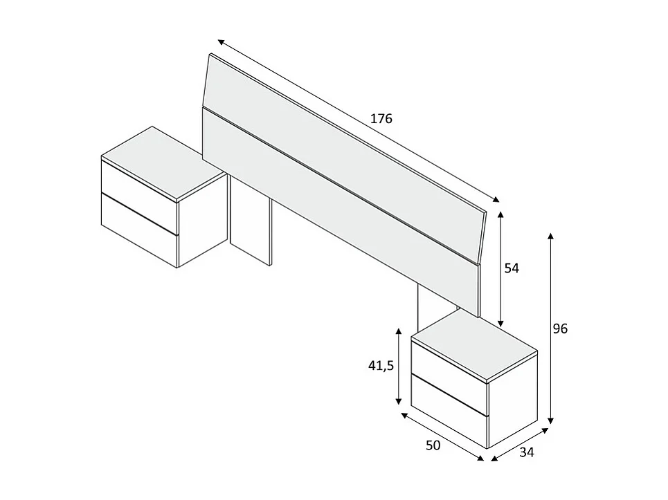 Bett-Kopfteil Und 2 Nachttische Set Merlin