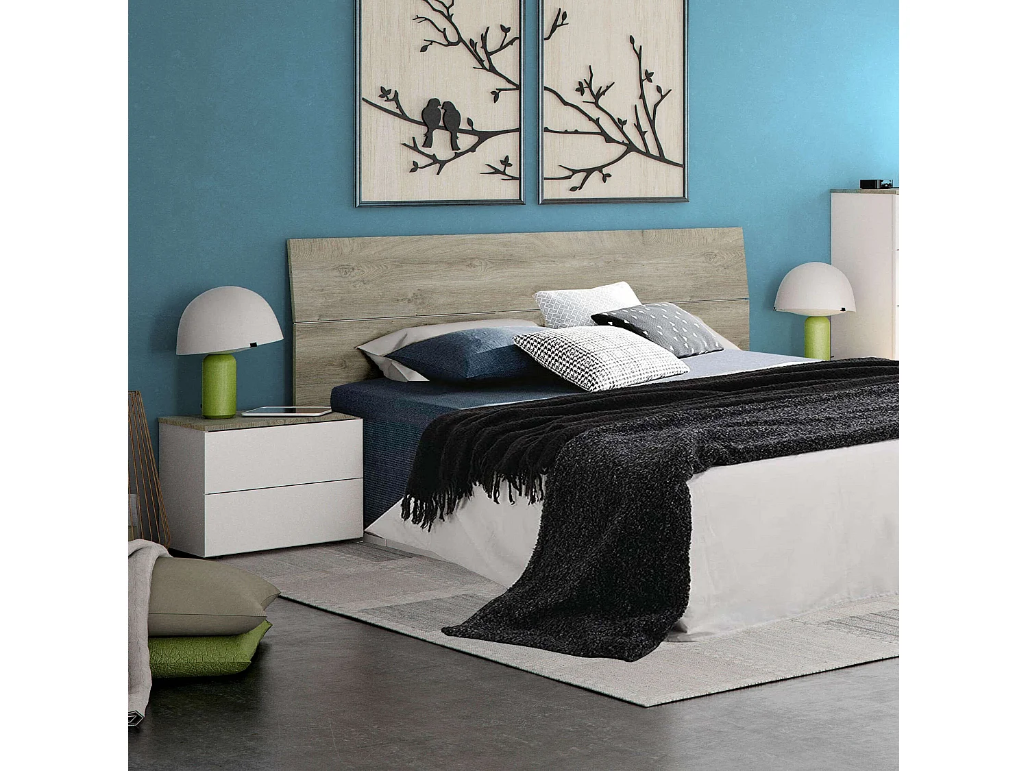 Bett-Kopfteil Und 2 Nachttische Set Merlin