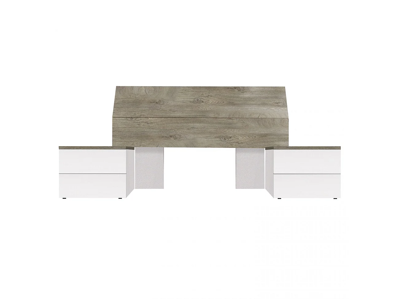 Cabeceira New Dreams com mesas de cabeceira Blanco Artik (Blanco Mate) – Roble Alaska