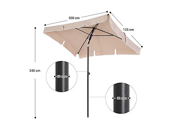 Parasol de balcon rectangulaire 200 x 125 x 240 cm 12_0000800