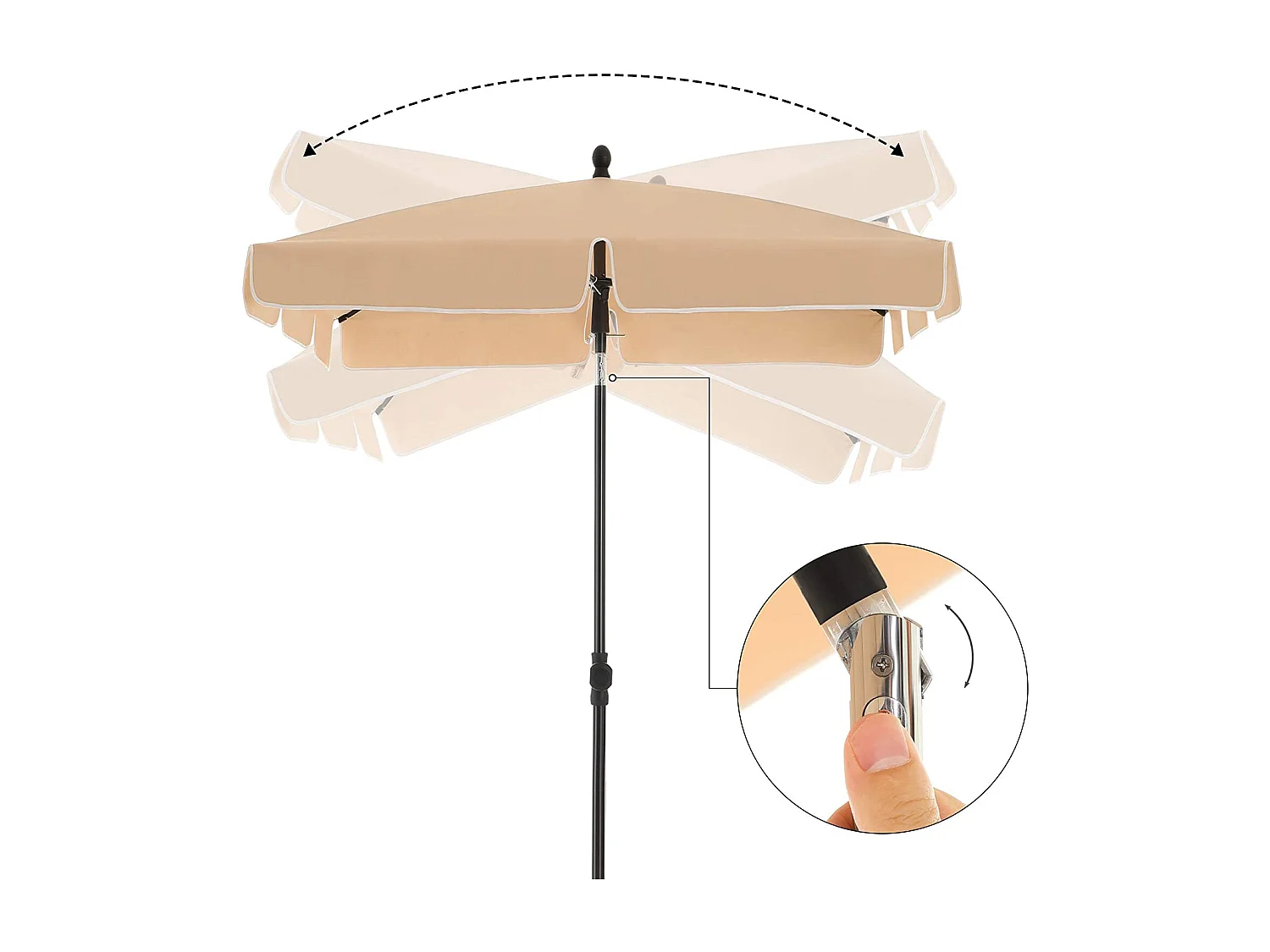 Parasol de balcon rectangulaire 200 x 125 x 240 cm 12_0000800
