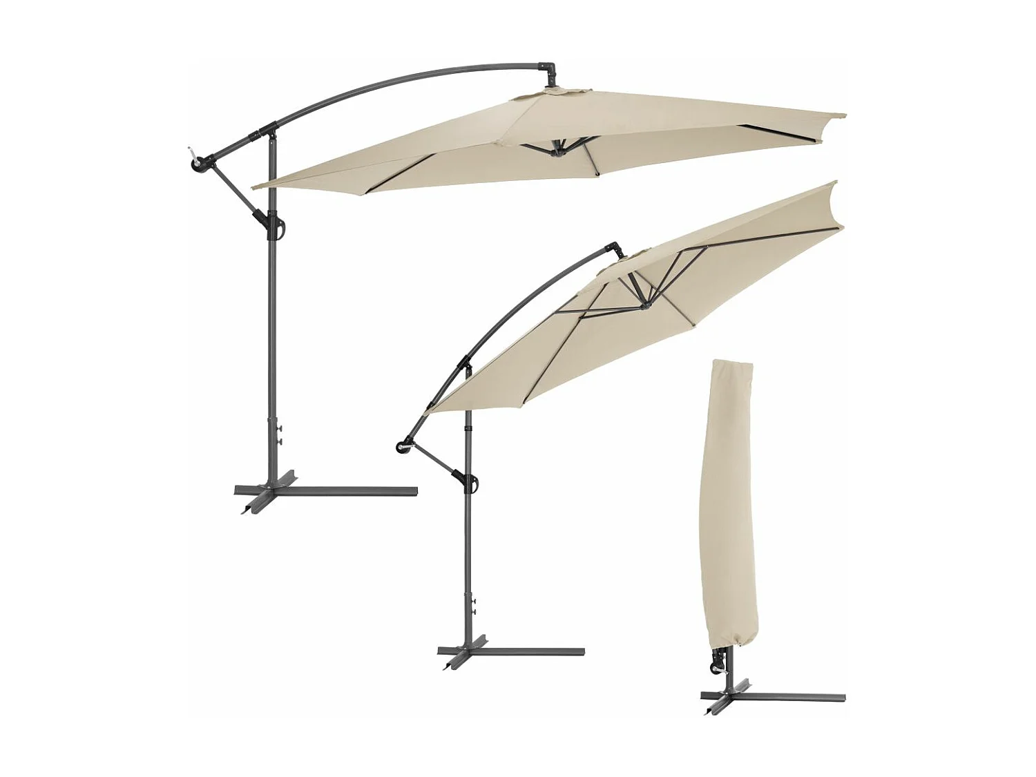 Parasol 350 cm avec beige 5.4 x 5.4 x 2.9 cm 2208121