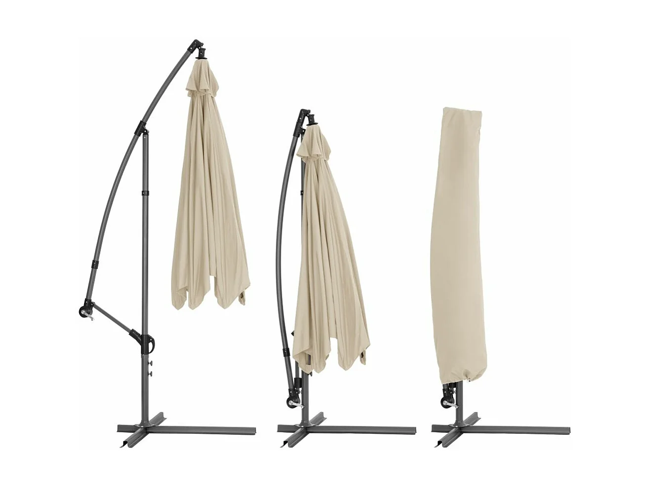 Parasol 350 cm avec beige 5.4 x 5.4 x 2.9 cm 2208121