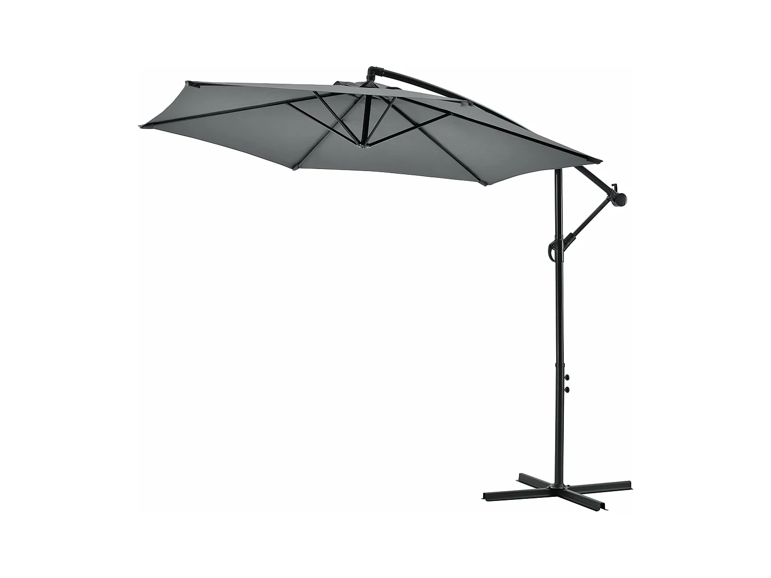 Sombrilla hexagonal desplazada con manivela basculante resistente al agua UV diámetro 270 cm gris 03_0005912