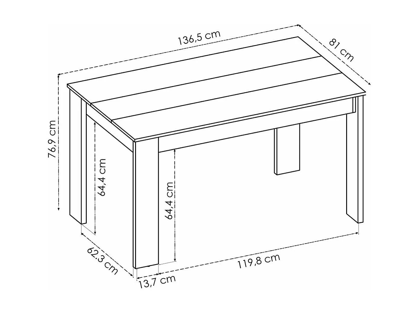 Mesa de comedor Sami natural 76,9x136,5x81 cm