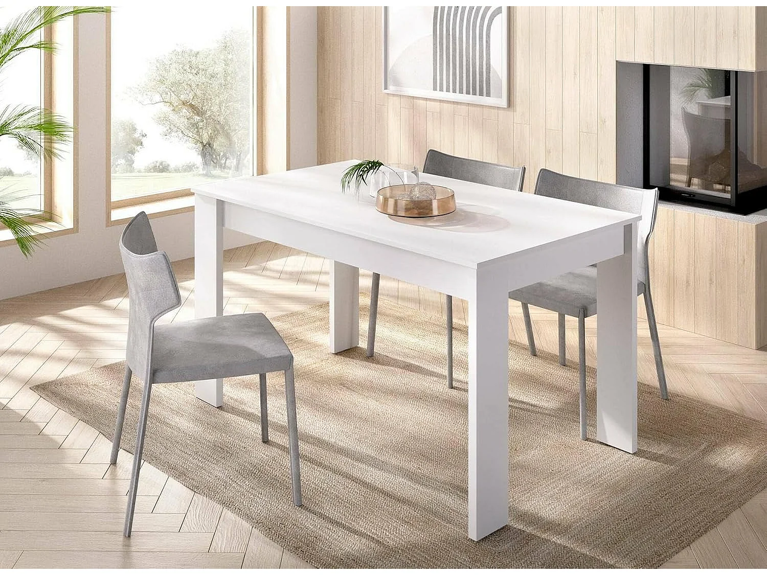 Mesa de comedor Sami blanco 76,9x136,5x81 cm