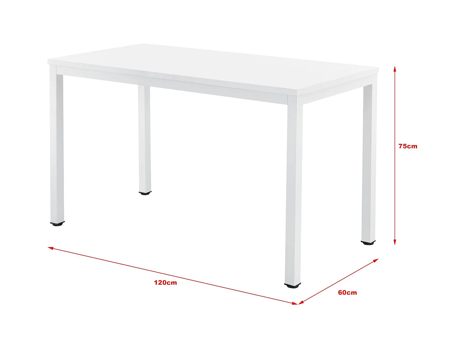 Bureau réglable d'ordinateur poste blanche 120 x 60 x 75 cm 03_0001158