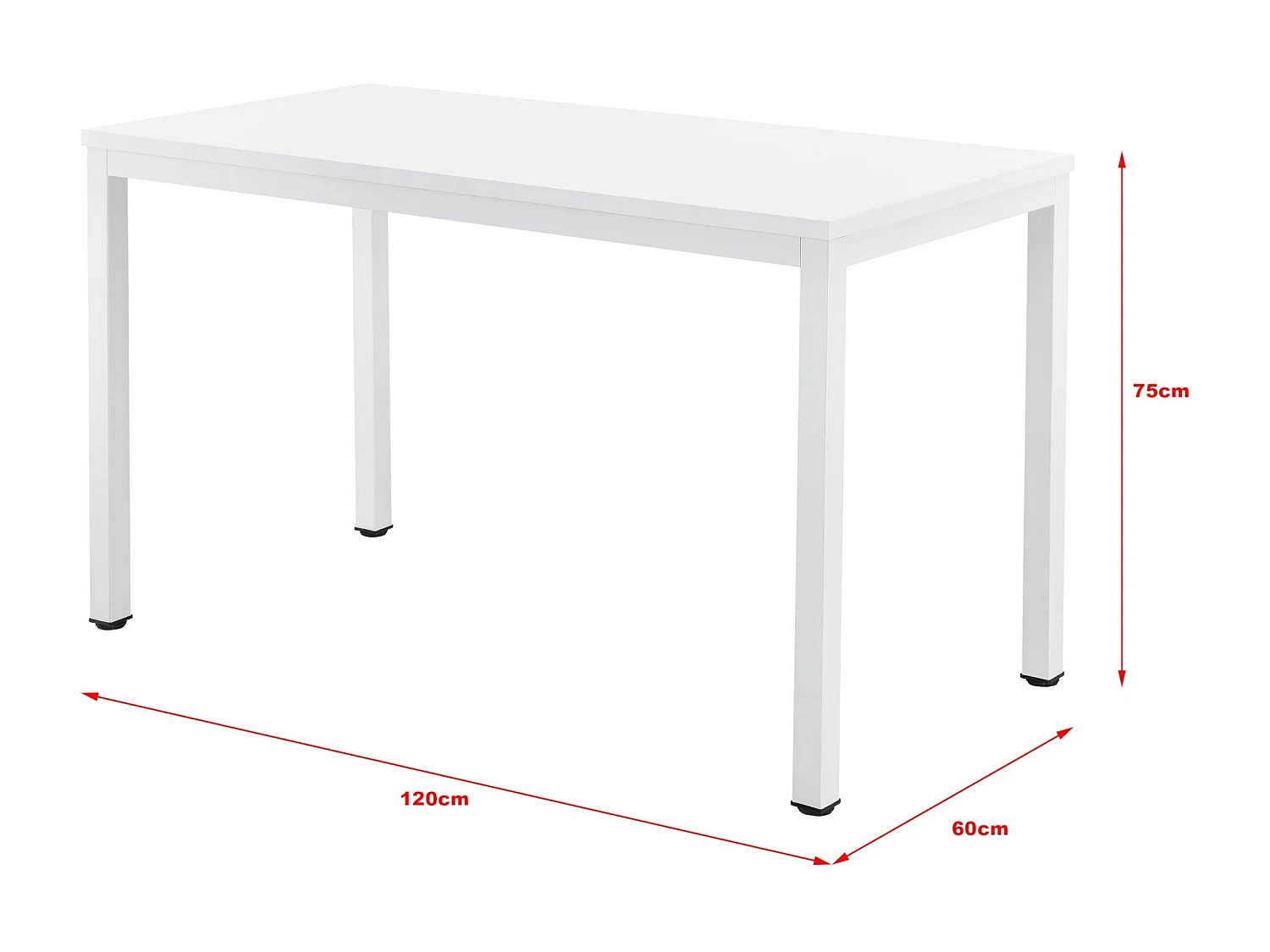 Bureau réglable d'ordinateur poste blanche 120 x 60 x 75 cm 03_0001158