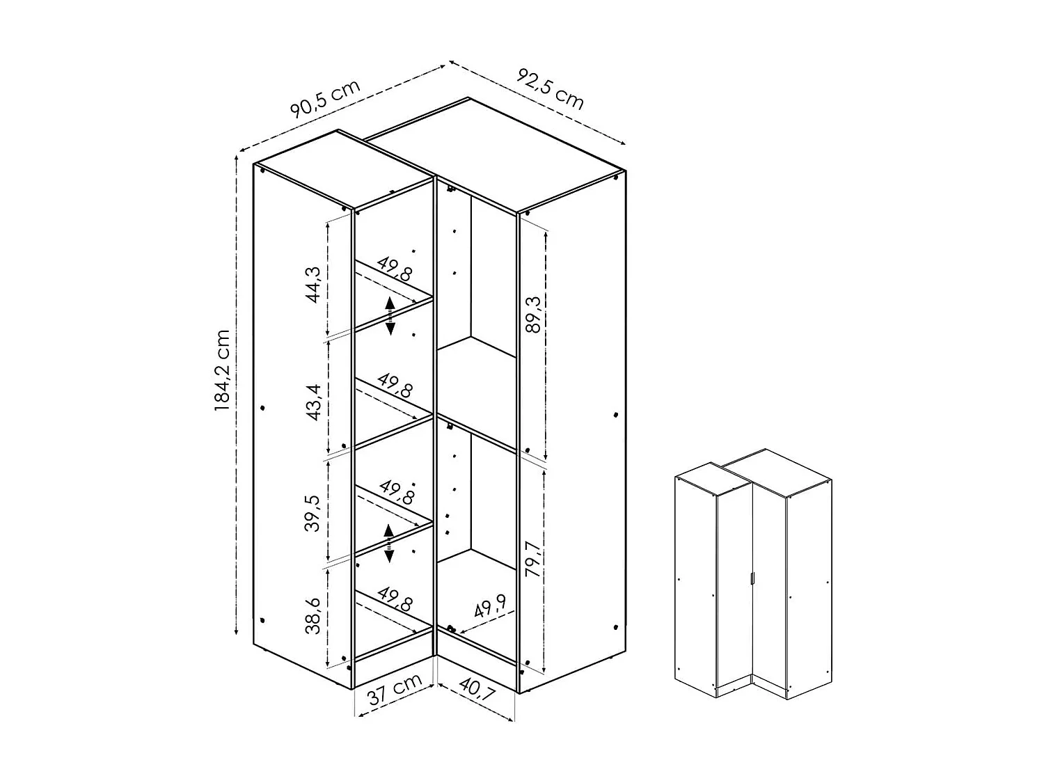 Armario esquinero Essen 2 puertas natural 184,2x92,5x90,5 cm