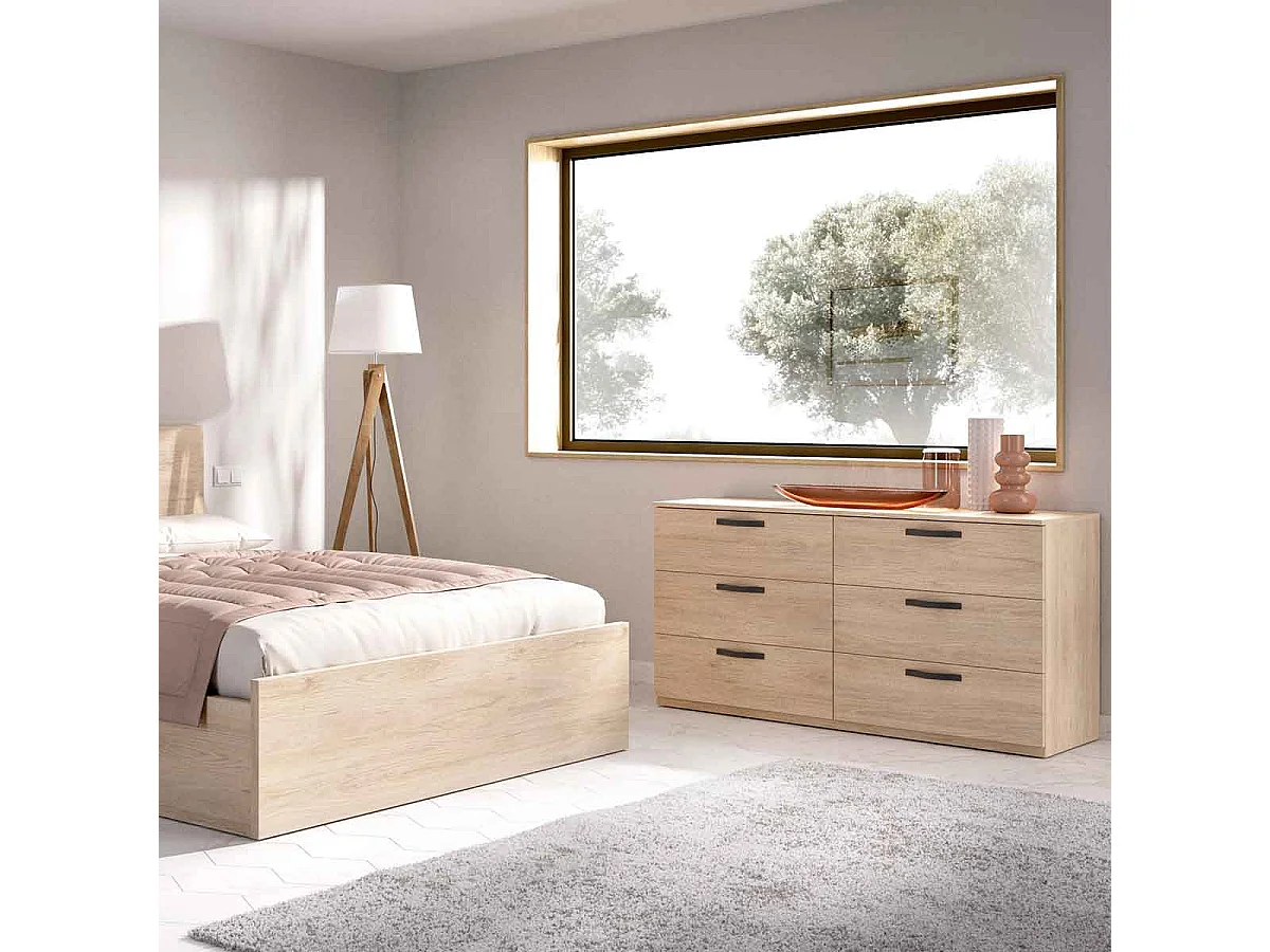 Commode double à 6 tiroirs Vasa Natural