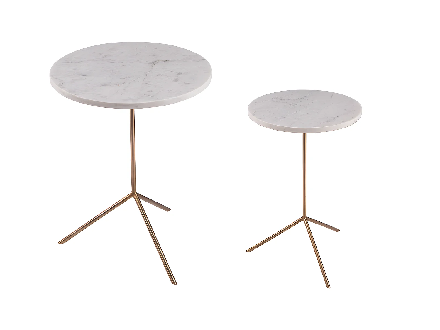 Set de 2 tables basses rondes blanches en marbre