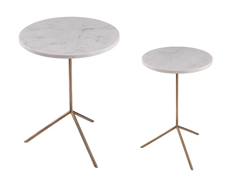 Set de 2 tables basses rondes blanches en marbre