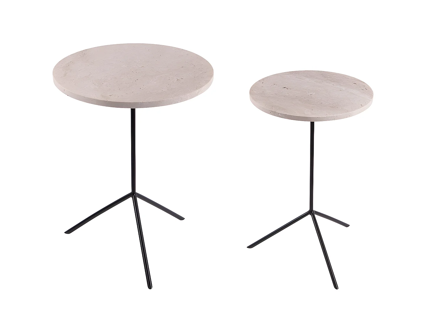 Set de 2 tables basses rondes en travertin