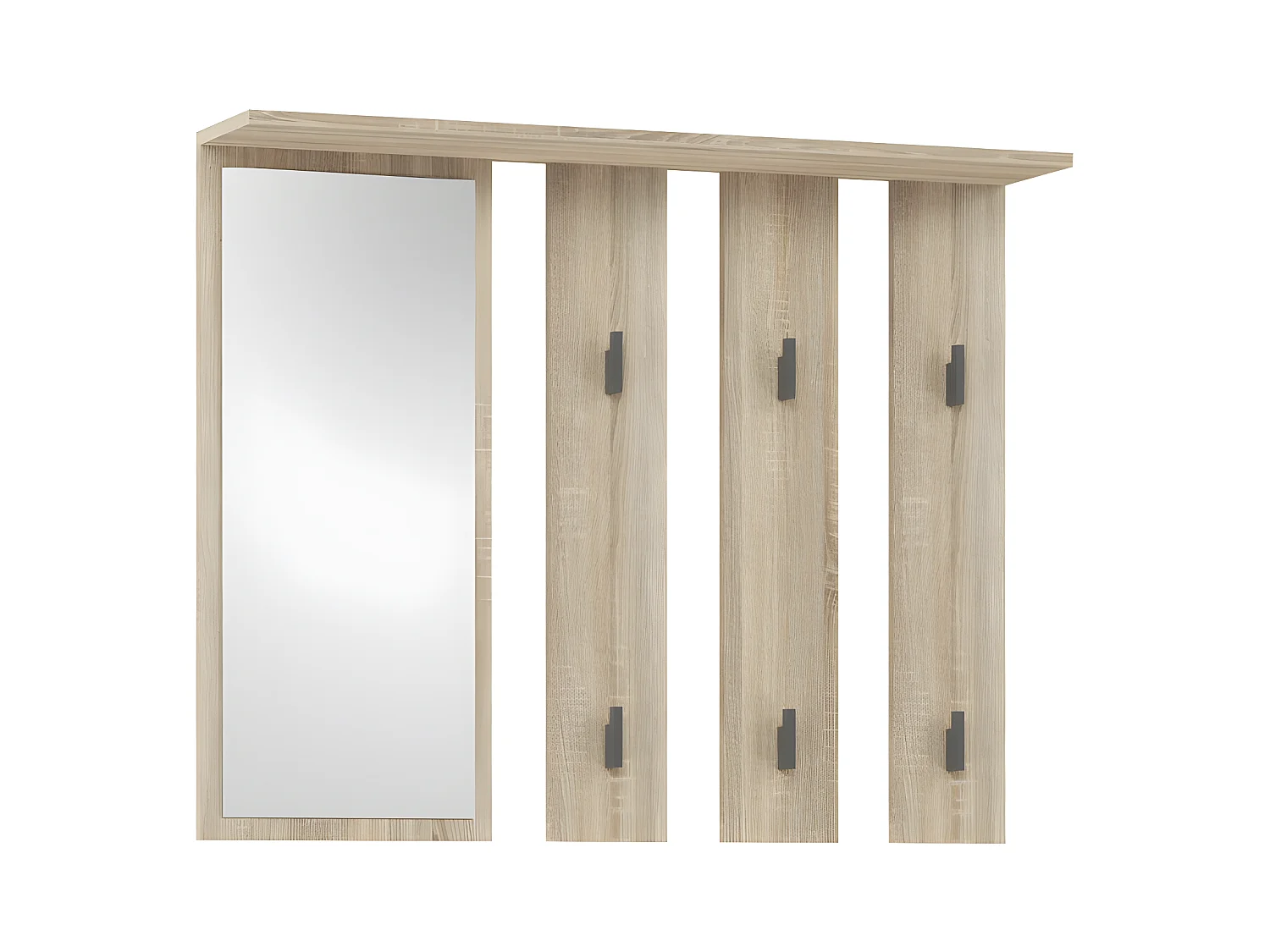 PARMI - Patère murale avec mirroir - Portmanteau mural - 100x15x81.5 cm - 6 crochets - Meuble entrée