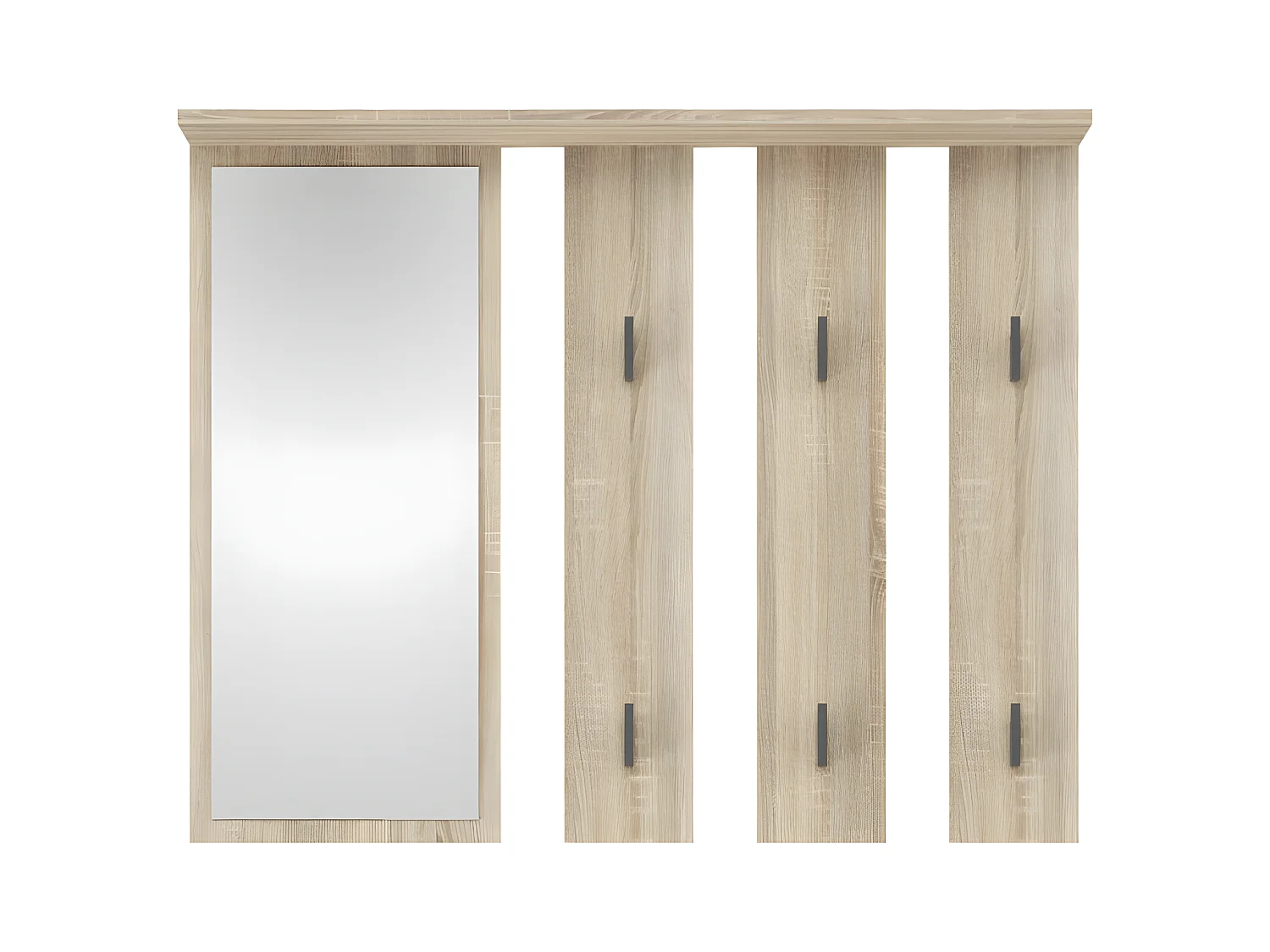 PARMI - Patère murale avec mirroir - Portmanteau mural - 100x15x81.5 cm - 6 crochets - Meuble entrée