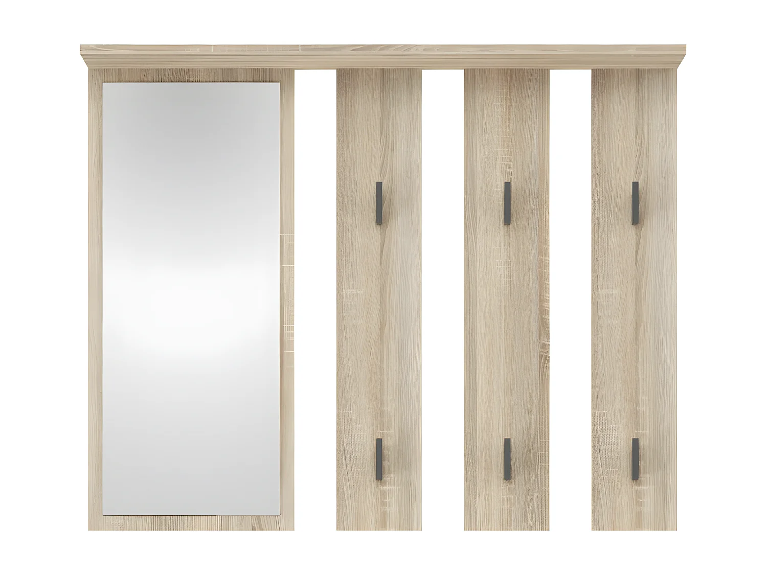 PARMI - Patère murale avec mirroir - Portmanteau mural - 100x15x81.5 cm - 6 crochets - Meuble entrée