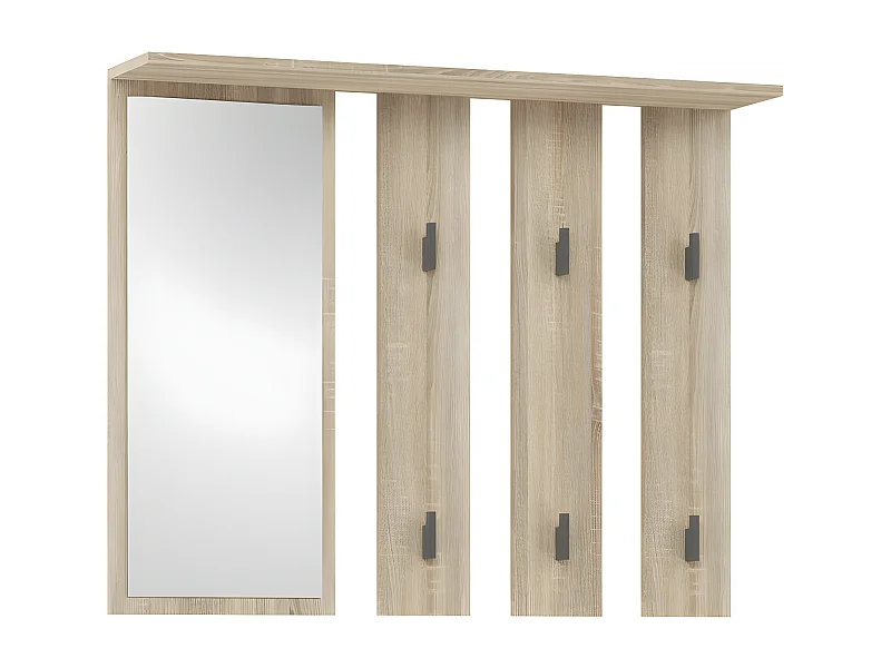 PARMI - Perchero de pared con espejo - Perchero de pared - 100x15x81,5 cm - 6 ganchos - Mueble de entrada