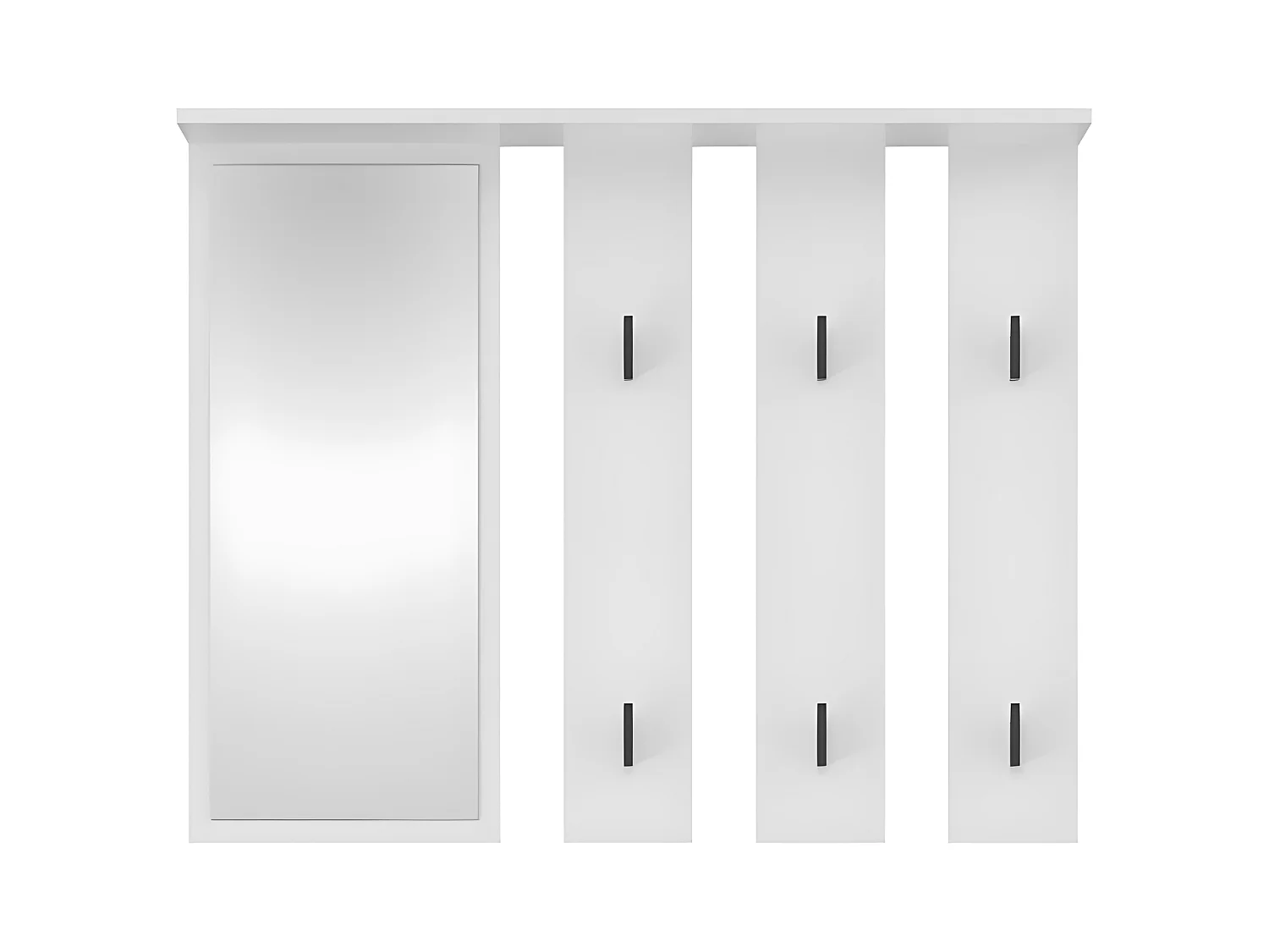 PARMI - Patère murale avec mirroir - Portmanteau mural - 100x15x81.5 cm - 6 crochets - Meuble entrée