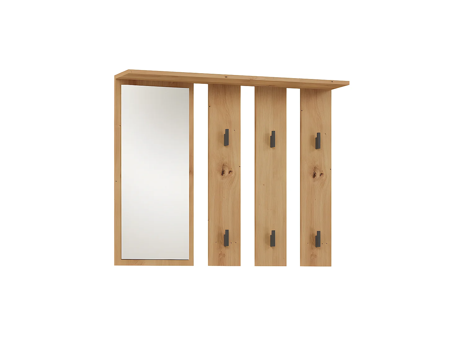 PARMI - Perchero de pared con espejo - Perchero de pared - 100x15x81,5 cm - 6 ganchos - Mueble de entrada