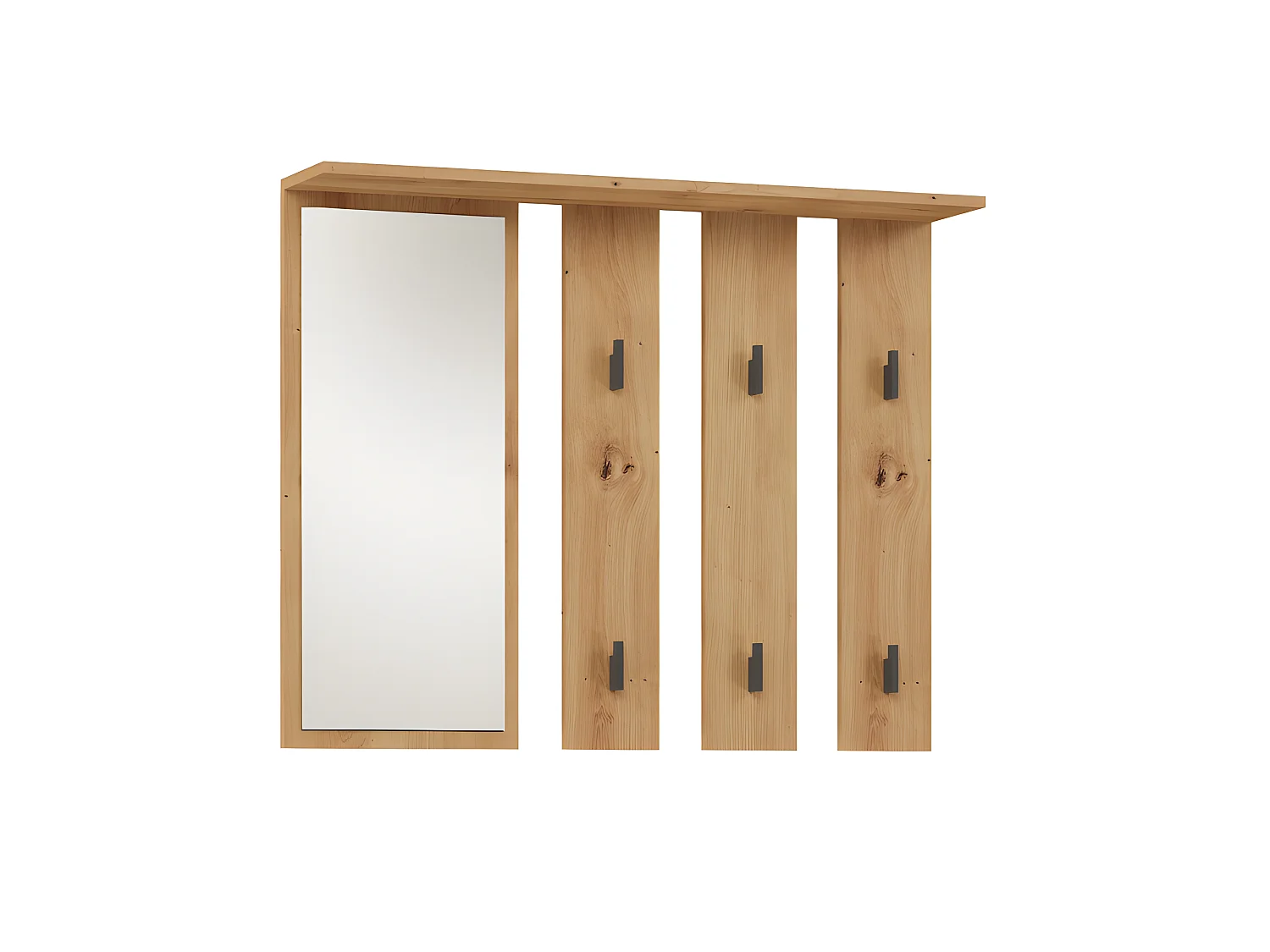PARMI - Perchero de pared con espejo - Perchero de pared - 100x15x81,5 cm - 6 ganchos - Mueble de entrada