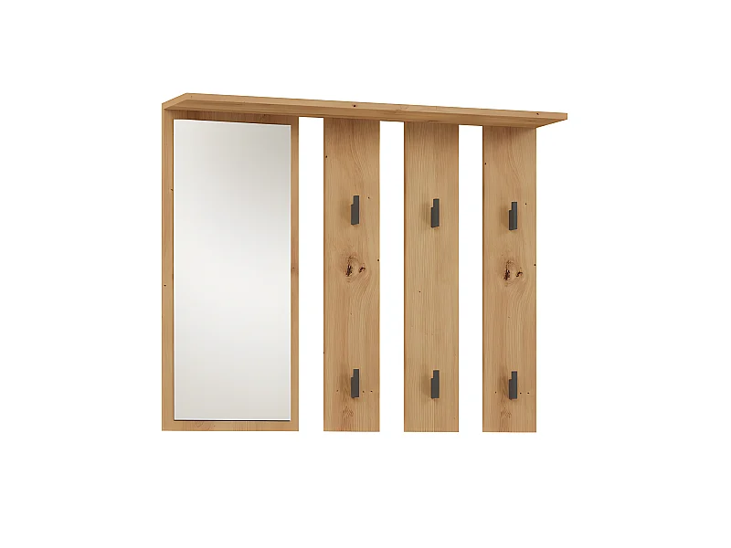 PARMI - Appendiabiti da parete con specchio - Appendiabiti da parete - 100x15x81,5 cm - 6 ganci - Mobile ingresso