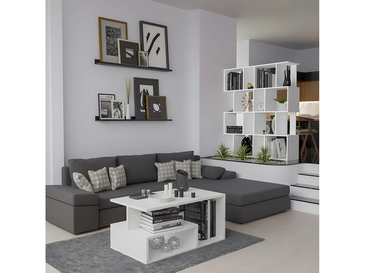 GILDA - Librería modular de estilo moderno - Dimensiones 59,5x30x140 cm - Mueble separador de ambientes