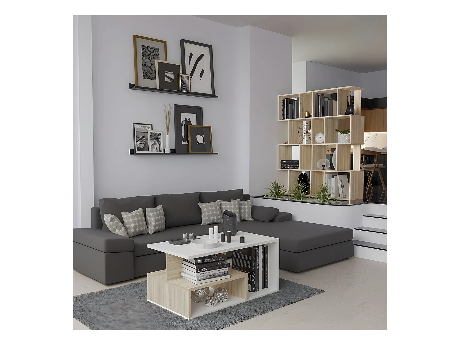GILDA - Librería modular de estilo moderno - Dimensiones 59,5x30x140 cm - Mueble separador de ambientes