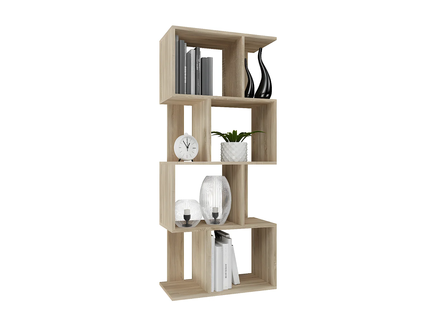 GILDA - Librería modular de estilo moderno - Dimensiones 59,5x30x140 cm - Mueble separador de ambientes