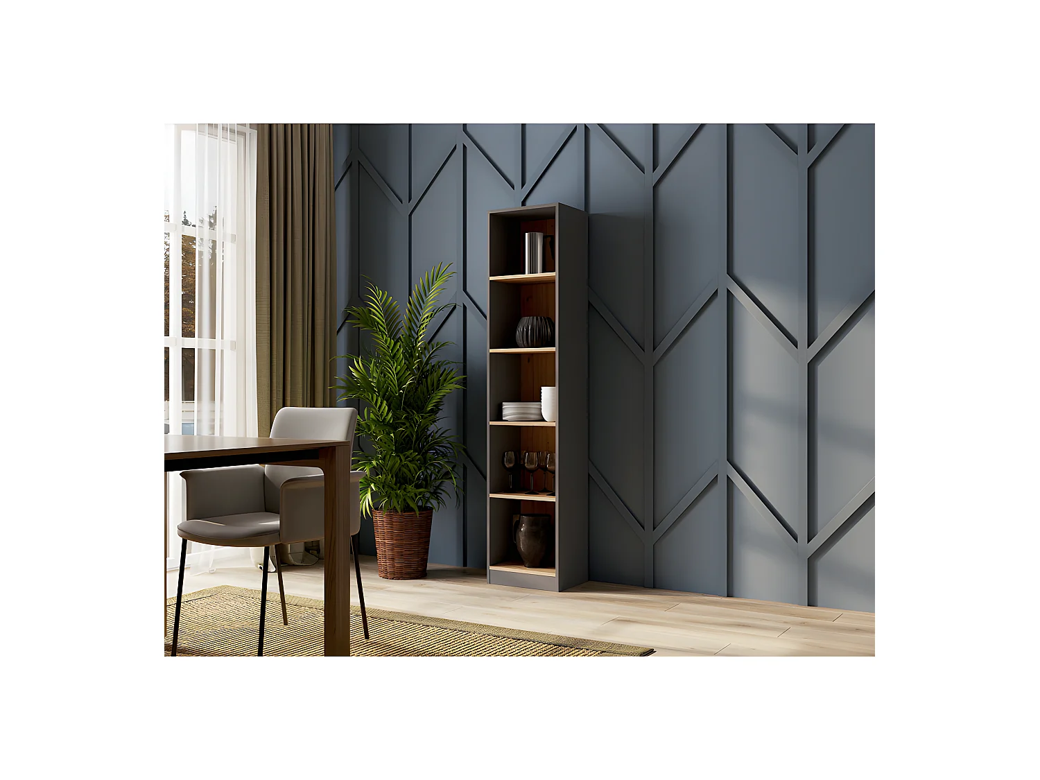 FLORENCE - Libreria a 5 ripiani - Dimensioni 182x40x30 cm - Libreria contenitore