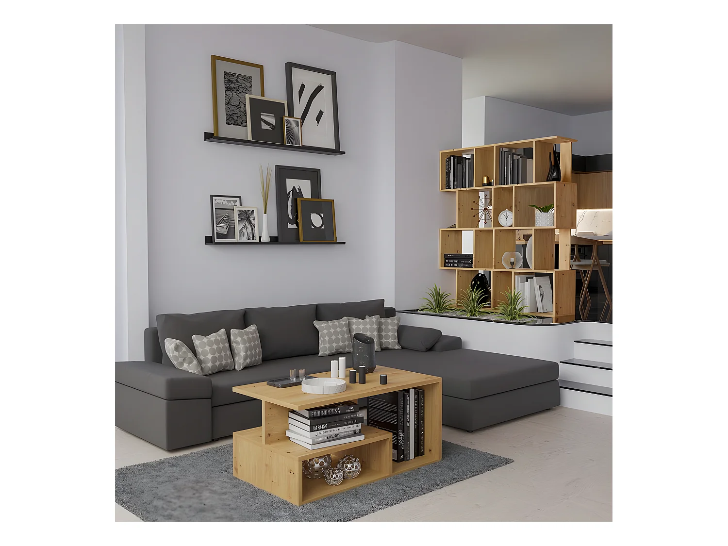 GILDA - Librería modular de estilo moderno - Dimensiones 59,5x30x140 cm - Mueble separador de ambientes