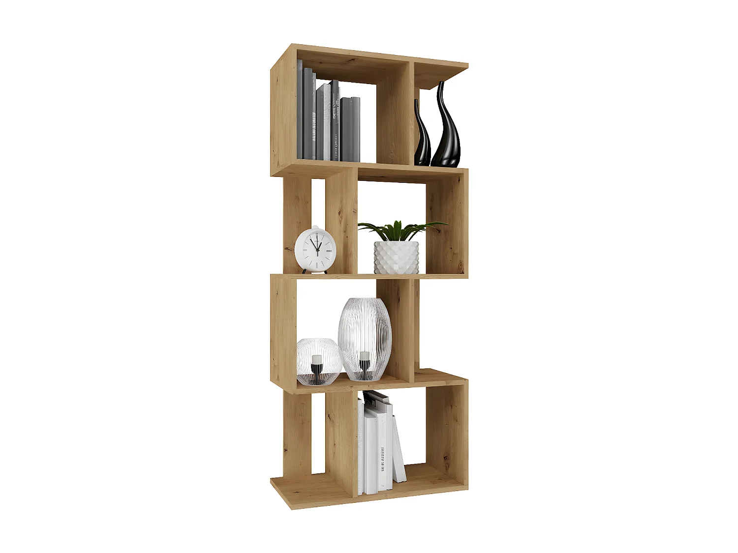 GILDA - Librería modular de estilo moderno - Dimensiones 59,5x30x140 cm - Mueble separador de ambientes