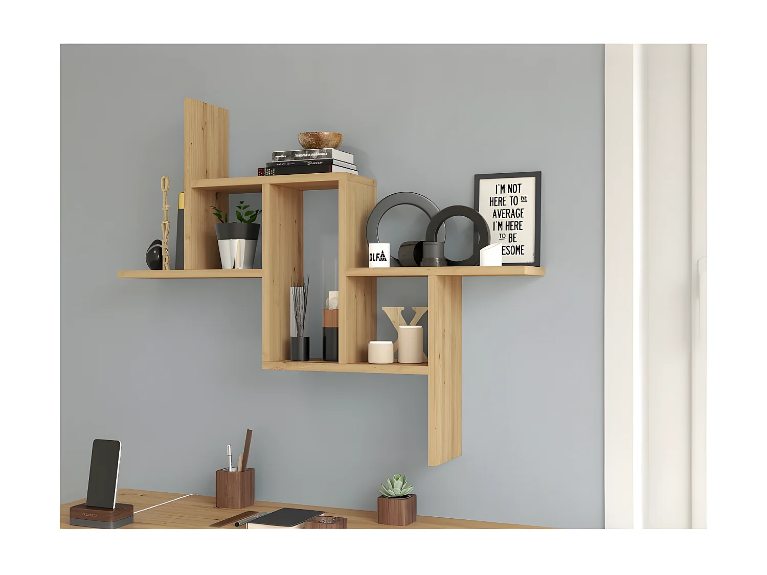 HILLY - Mensola moderna da parete - Dimensioni: 85x15x73,5 cm - Mobile contenitore da parete