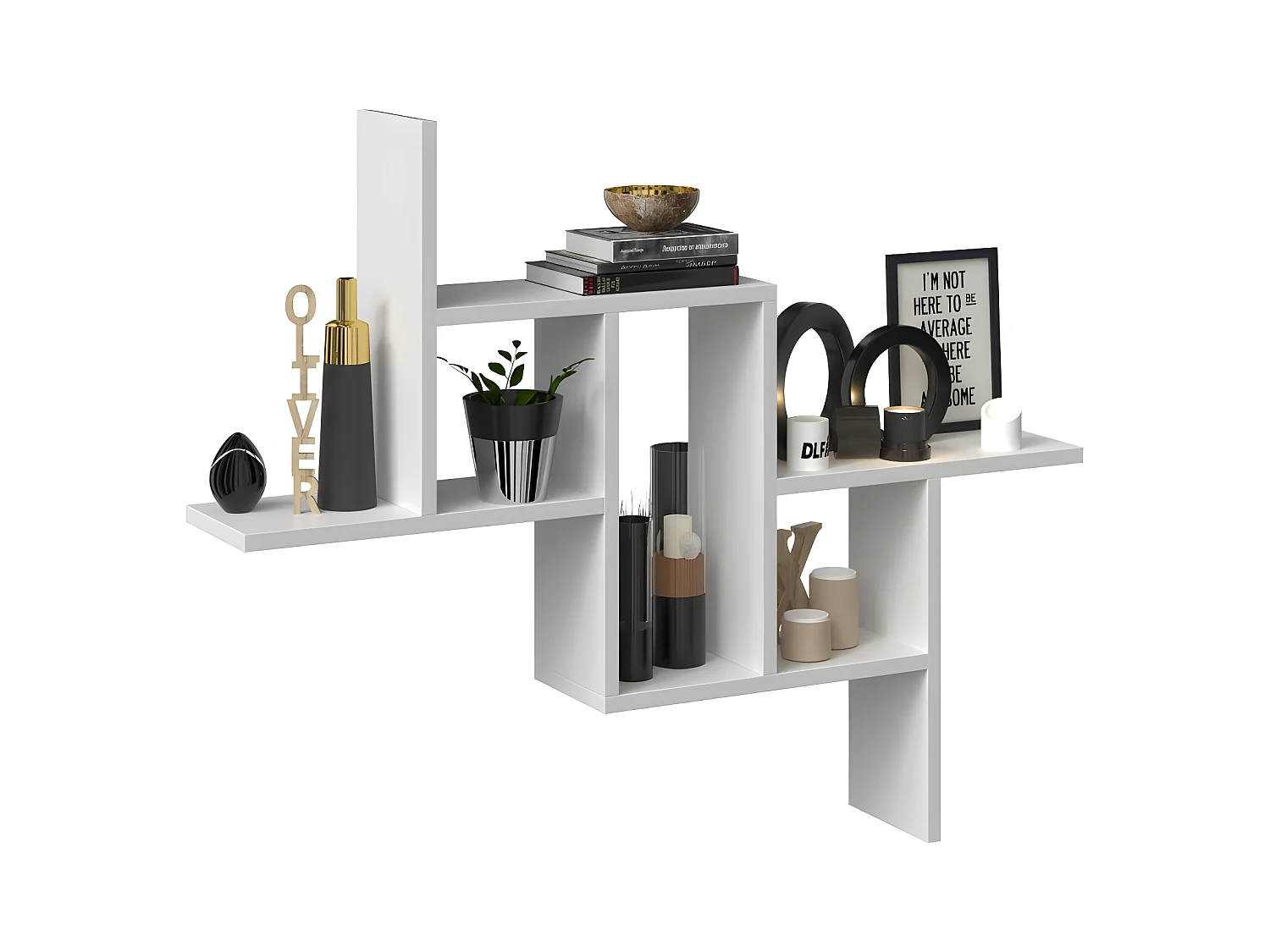 HILLY - Estante de pared moderno - Dimensiones: 85x15x73,5 cm - Unidad de almacenamiento de pared