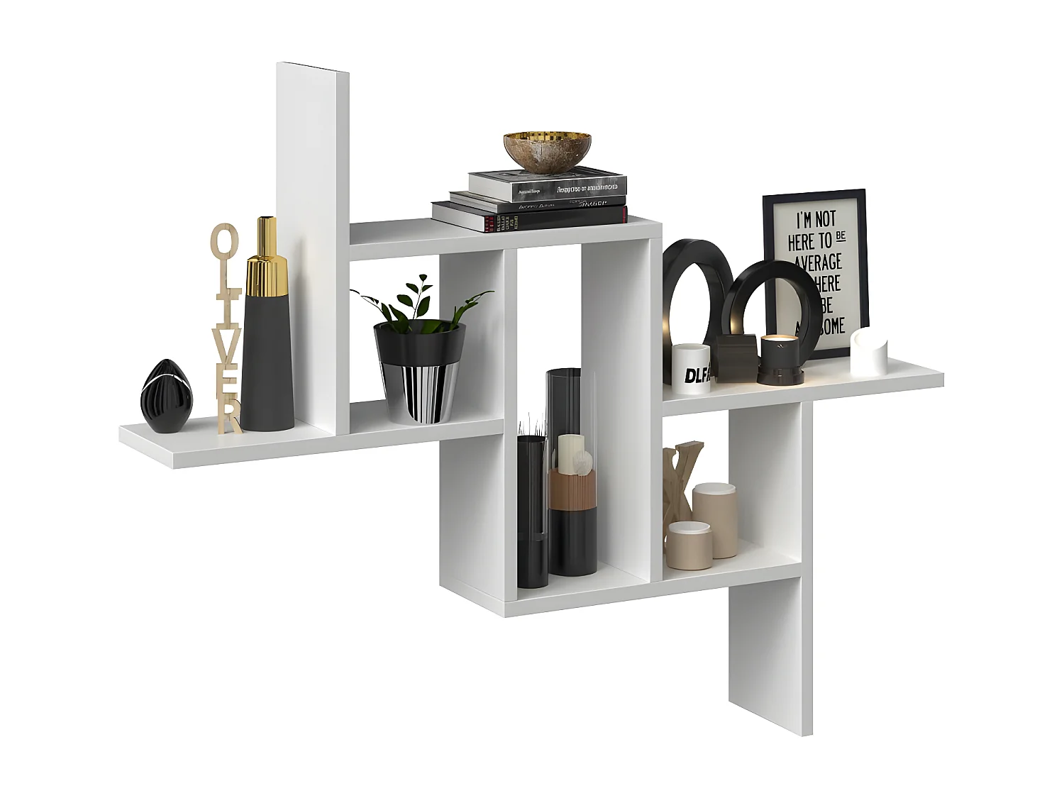 HILLY - Mensola moderna da parete - Dimensioni: 85x15x73,5 cm - Mobile contenitore da parete