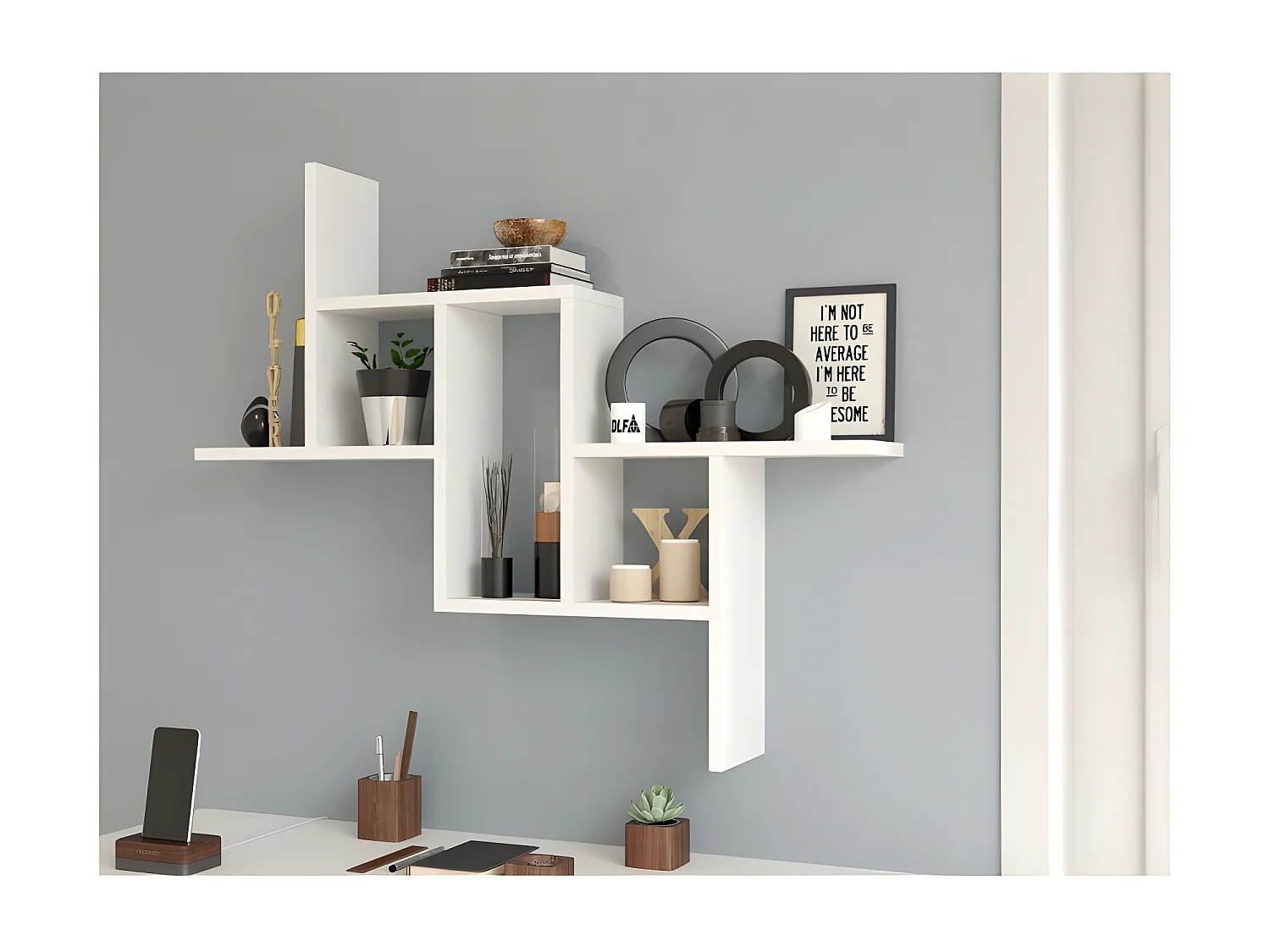 HILLY - Mensola moderna da parete - Dimensioni: 85x15x73,5 cm - Mobile contenitore da parete