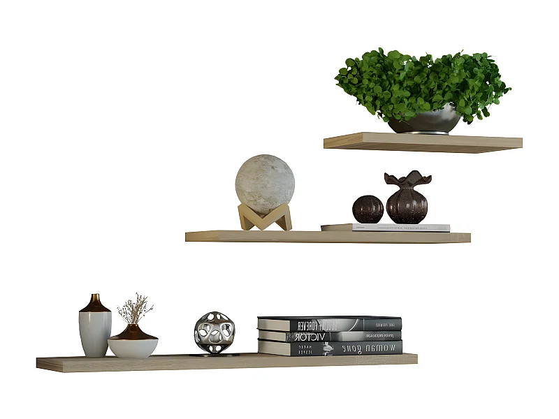 NOBI - Set di 3 mensole da parete - 60/45/30 cm - Librerie sospese