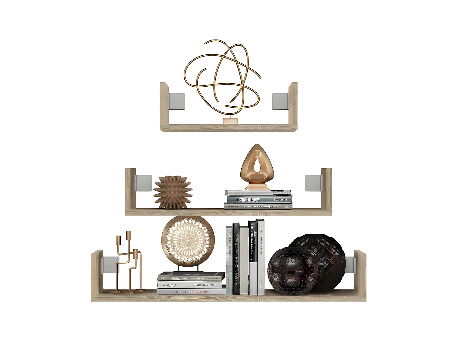 MOBBI - Juego de 3 estantes de pared - 80/60/40 cm - Estantería colgante para libros