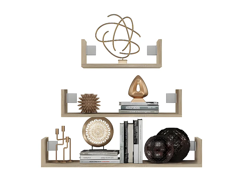 MOBBI - Set di 3 mensole da parete - 80/60/40 cm - Libreria pensile