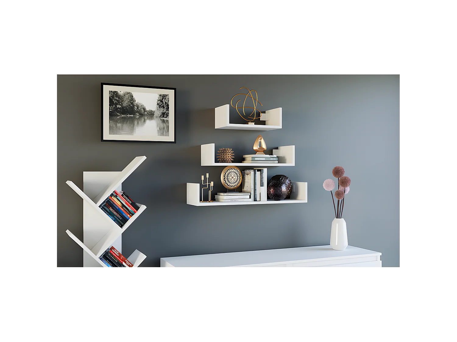 MOBBI - Set di 3 mensole da parete - 80/60/40 cm - Libreria pensile