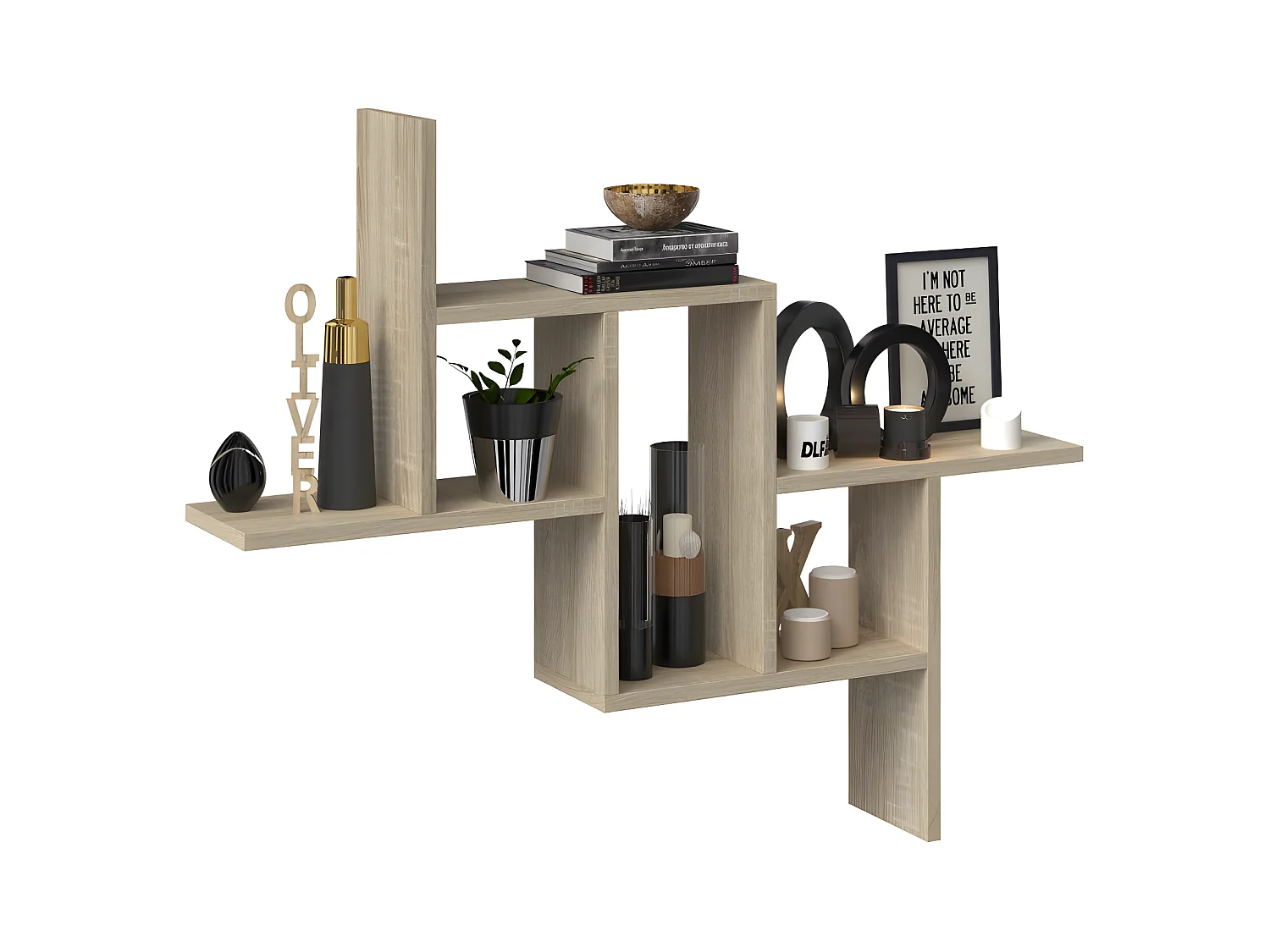 HILLY - Mensola moderna da parete - Dimensioni: 85x15x73,5 cm - Mobile contenitore da parete