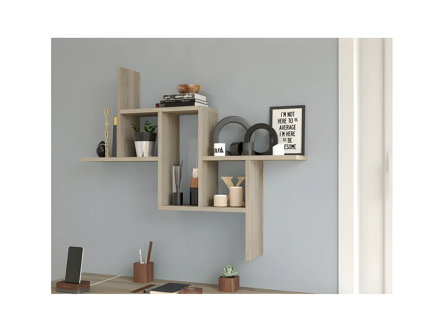 HILLY - Mensola moderna da parete - Dimensioni: 85x15x73,5 cm - Mobile contenitore da parete